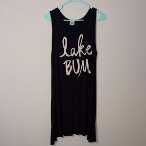Lake Bum Black Tank Dress with White Script Large Color Bear